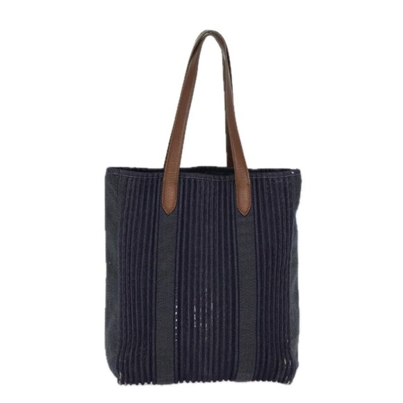 HERMES Calicut Denim Tote Bag Canvas Navy Auth - Picture 1 of 15